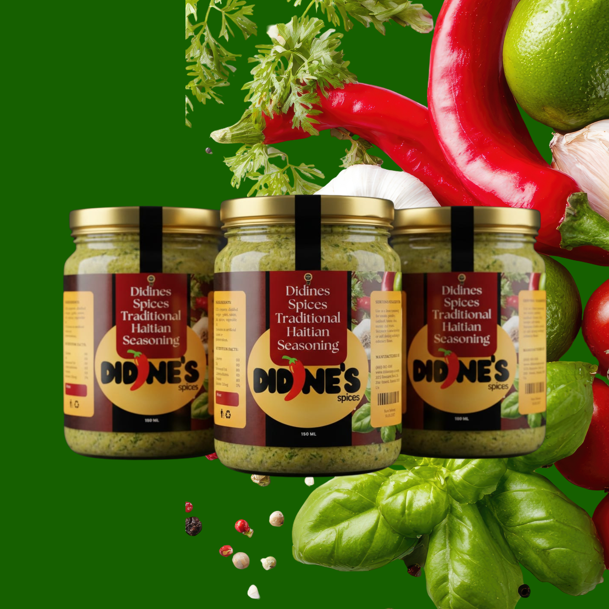 Didines Traditional Haitian Green Seasoning – 3 Bottle Kit